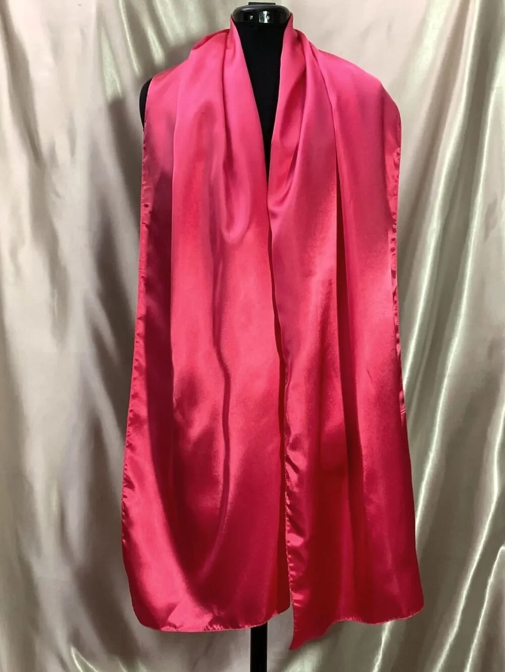 Y2K Hot Pink Metallic Satin Rectangle Scarf High Shine Wrap Shawl Multiwear